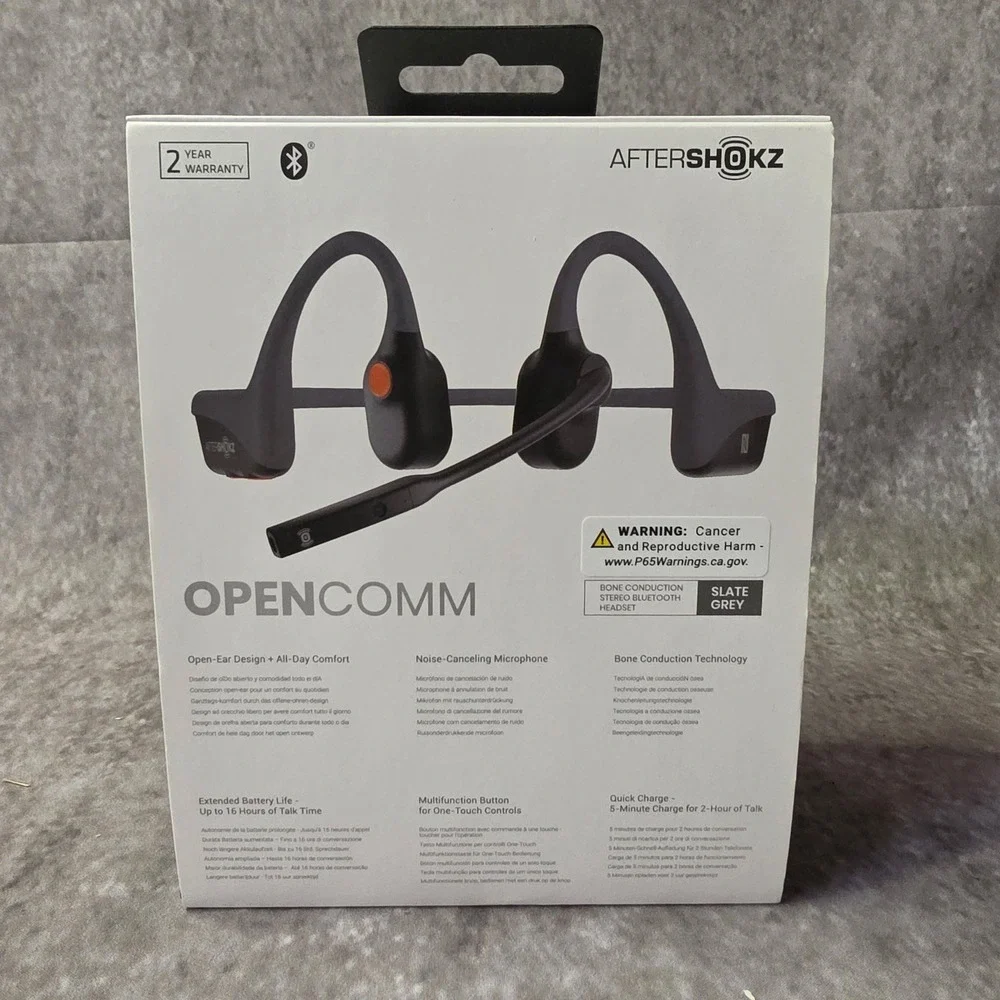 AfterShokz OpenComm Bone Conduction Bluetooth Headset Slate Grey ASC100